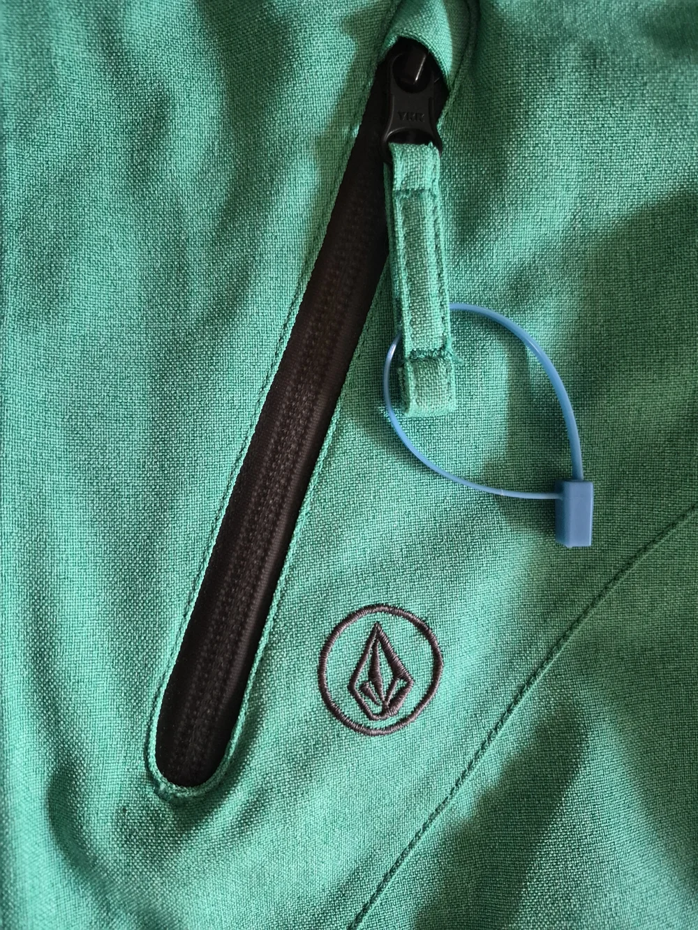 Volcom Girls' Teal Hooded Raincoat with Zip Pockets Size L